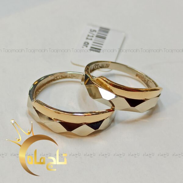 حلقه ازدواج ست زنانه و مردانه طلا تاج ماه - Image 2