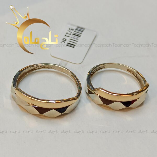 حلقه ازدواج ست زنانه و مردانه طلا تاج ماه - Image 1