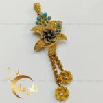 مدال گل و فیروزه طلا تاج ماه