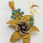 مدال گل و فیروزه طلا تاج ماه - Image 2