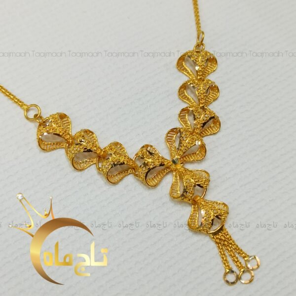 گردنبند گل توری پاپیونی طلا تاج ماه - Image 1
