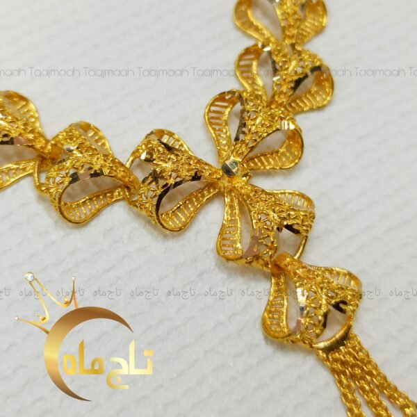 گردنبند گل توری پاپیونی طلا تاج ماه - Image 2
