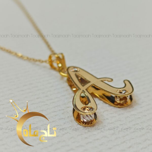 پلاک حرف انگلیسی A سه بعدی طلا تاج ماه - Image 2