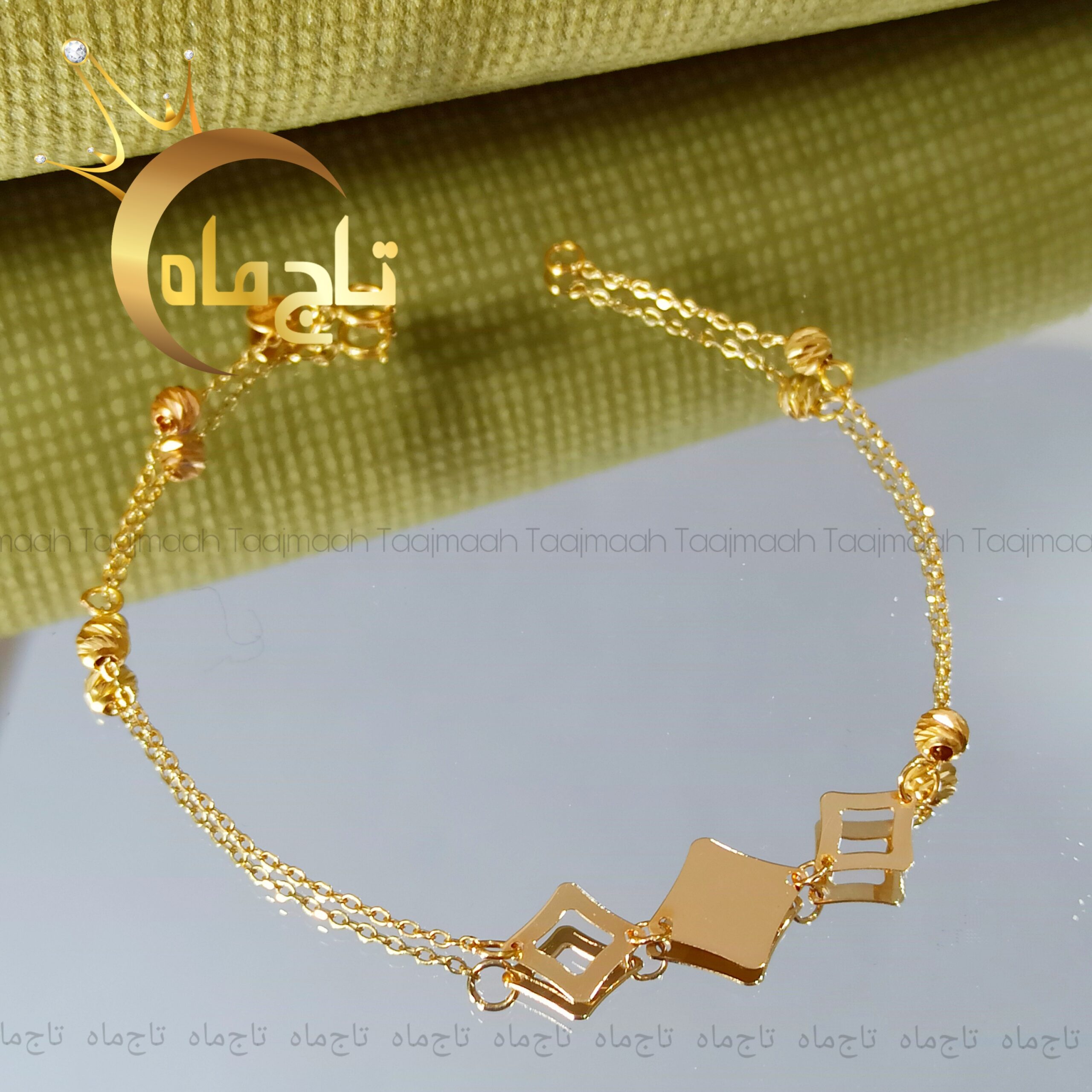 دستبند لوزی مینیمال طلا ۱۸ عیار تاج ماه